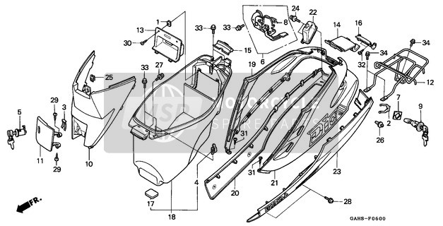 Honda SK50M 1994 Cubierta del cuerpo/ Caja de equipaje para un 1994 Honda SK50M